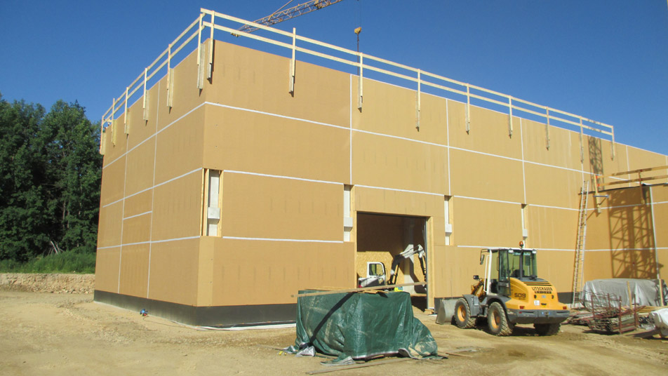 Halle Holzriegel Hausbau Zimmerei Baumeister Fertigteilhaus Holzbau Massivbau