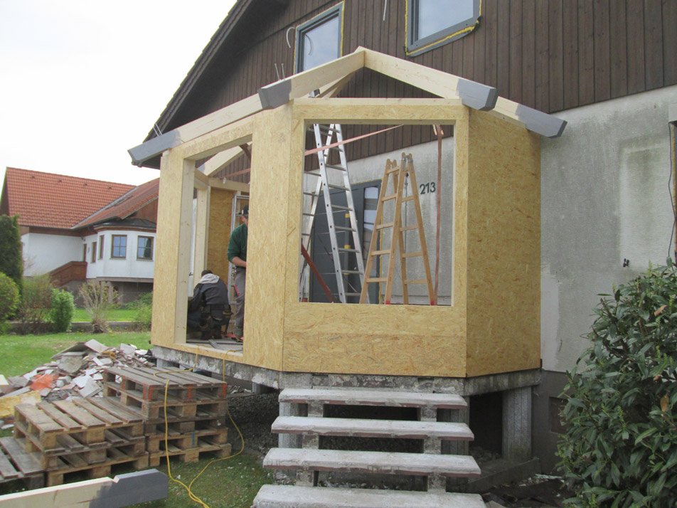 Wintergarten Holzriegel Hausbau Zimmerei Baumeister Fertigteilhaus Holzbau Massivbau