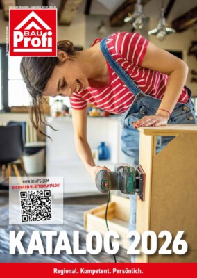 Katalogtitelseite 2026, mit Schleifer arbeitende Frau